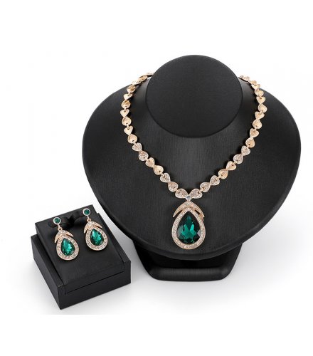 SET421 - Drop alloy diamond necklace earrings
